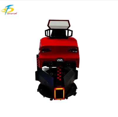 3-स्क्रीन रेड रेसिंग कार आर्केड मशीन 360 ° रोटेशन, फोर्स फीडबैक, 3 डी ऑडियो, उच्च ताज़ा दर, एफईसी और आर्केड के लिए इमर्सिव वीआर ड्राइविंग सिम्युलेटर