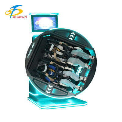 360 डिग्री वीआर सिम्युलेटर इलेक्ट्रिक रोटेशन विविध गेम्स आरामदायक सीटें भविष्यवादी डिजाइन दोहरी सुरक्षा हेडसेट लचीला